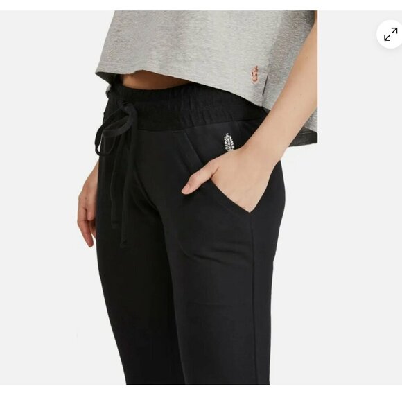 Free People Movement Cotton Blend Slim-fit cuff Joggers Black Sz L - Picture 1 of 12